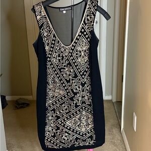 Yoana Baraschi Black V-Neck Sheath Cocktail Dress